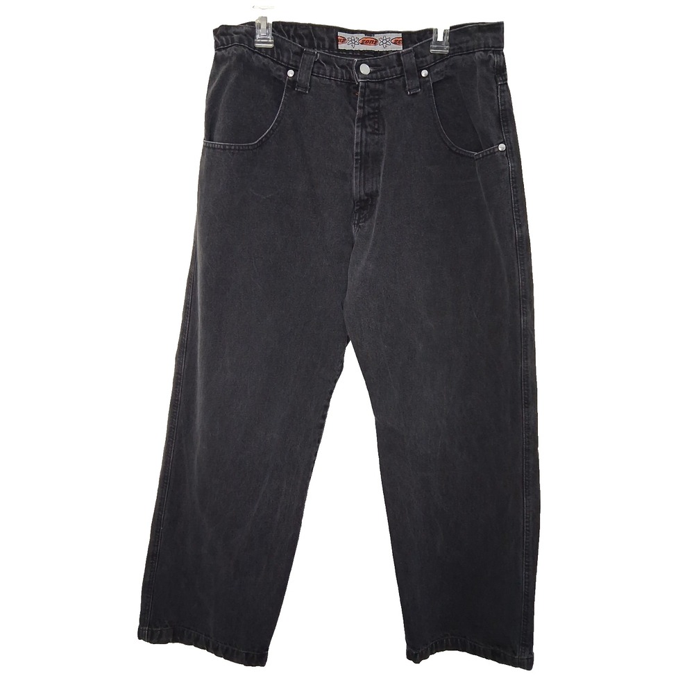 VTG Zonz Jeans 38X32 Black Y2K Wide Leg Baggy Skater‎ Grunge Emo Indie Sleaze